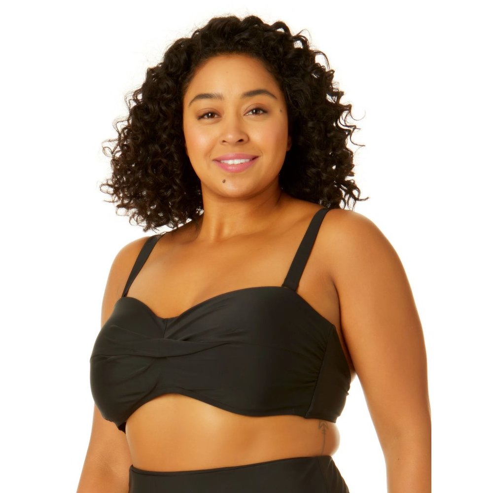 Women's Plus Bandeau Swim Bikini Top Black